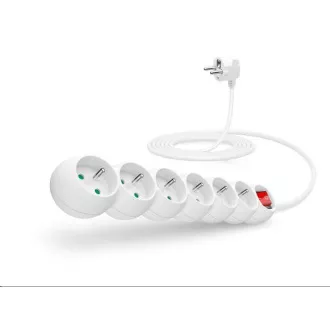 CONNECT IT predlžovací kábel 230 V, 6 zásuviek, 3 m, s vypínačom (biely)