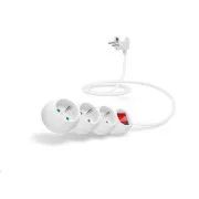 CONNECT IT predlžovací kábel 230 V, 3 zásuvky, 1, 5 m, s vypínačom (biely)