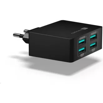 CONNECT IT Fast Charge nabíjací adaptér 4×USB-A, 4, 8A, čierna