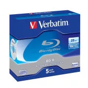 VERBATIM BD-R SL(5-pack) Blue-Ray/Jewel/6x/25GB