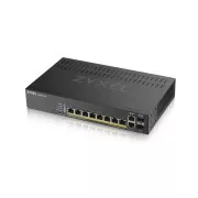 Zyxel GS1920-8HPV2 10-port Smart Managed PoE Switch Switch, 8x gigabit RJ45, 2x gigabit RJ45/SFP, 130W pre PoE