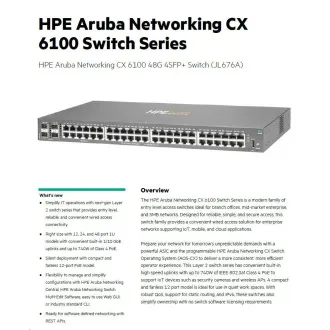 HPE Aruba Networking CX6100 48G 4SFP+ Switch RENEW JL676A