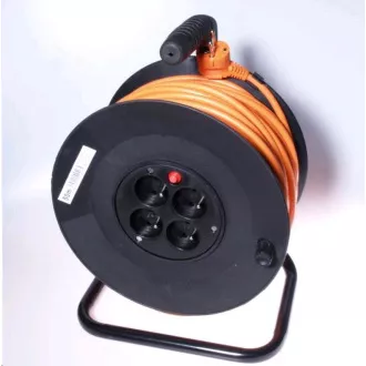 PREMIUMCORD Predlžovací prívod 230V bubon 50m, 4 zásuvky, čierna
