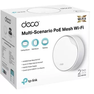 TP-Link Deco X50-PoE (3-pack) WiFi6 Mesh (AX3000, 2, 4GHz/5GHz, 1x2, 5GbELAN/WAN, 1xGbELAN/WAN, 1xPoE)