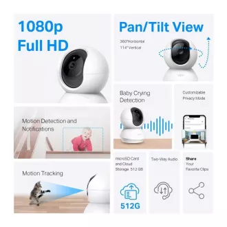 TP-Link Tapo C200C domáca/indoor kamera, (2MP, Full HD 1080p, IR 12m, WiFi, microSD)