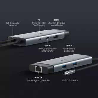 TP-Link UH6120C USB-C hub 6v1 (2xUSB3.2Gen1, 1xUSB-C3.2Gen1, 1xGbE, 1xHDMI, PD 100W)