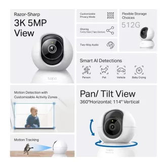TP-Link Tapo C230 domáca-indoor kamera (5MP, 3K QHD 1620p, IR 12m, WiFi, micro SD card) TP-Link Tapo C230 domáca-indoor kamera (5MP, 3K QHD 1620p, IR 12m, WiFi, micro SD card)