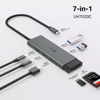TP-Link UH7020C USB-C hub 7v1 (2x USB3.2Gen1, 1xUSB-C3.2Gen1, 1xHDMI, 1xSD, 1xmicroSD, PD 100W)