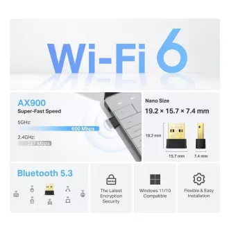 TP-Link Archer TX10UB Nano WiFi6 USB adaptér (AX900, 2, 4GHz/5GHz, USB2.0, Bluetooth5.3)