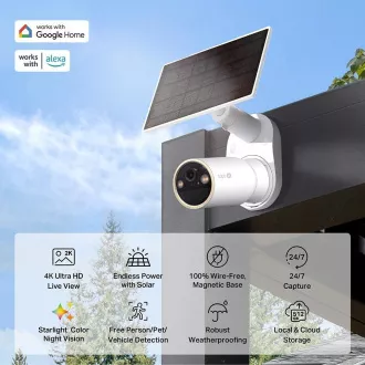 TP-Link Tapo C460 KIT vonkajšia kamera, solárny panel (8MP, 4K, 2160p, IR 15m, WiFi, micro SD card, IP66)