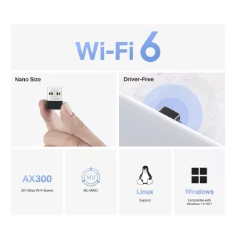MERCUSYS MA14N WiFi6 USB nano adaptér (AX300, 2, 4GHz, USB2.0)