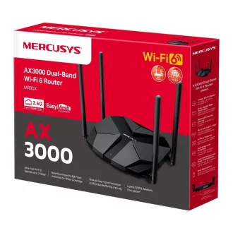 MERCUSYS MR85X WiFi6 router (AX3000, 2, 4GHz/5GHz, 3xGbELAN, 1x2, 5GbEWAN)