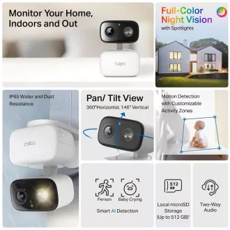 TP-Link Tapo C206 vonkajšia/outdoor kamera (2MP, 1080p, IR 12m, WiFi, micro SD card)