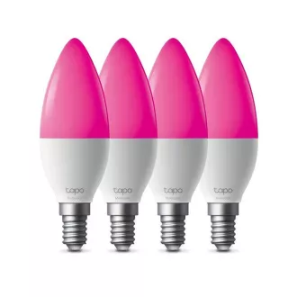 TP-Link Tapo L430C(4-pack) múdra WiFi stmievateľná LED žiarovka (farebná, 2500K-6500K, 470lm, 2, 4GHz, E14)