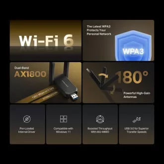 MERCUSYS MA72XH WiFi6 USB adaptér (AX1800, 2, 4GHz/5GHz, USB3.0)