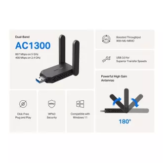 MERCUSYS MA32H WiFi5 USB adaptér (AC1300, 2, 4GHz/5GHz, USB3.0) MERCUSYS MA32H WiFi5 USB adaptér (AC1300, 2, 4GHz/5GHz, USB3.0)