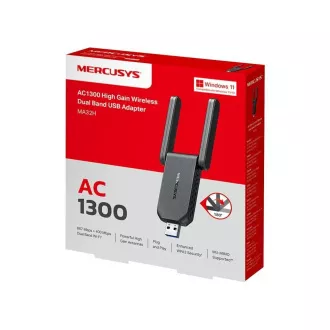 MERCUSYS MA32H WiFi5 USB adaptér (AC1300, 2, 4GHz/5GHz, USB3.0) MERCUSYS MA32H WiFi5 USB adaptér (AC1300, 2, 4GHz/5GHz, USB3.0)