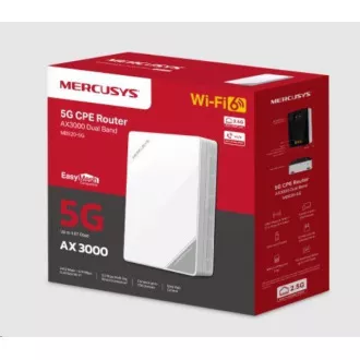 Mercusys MB520-5G WiFi6 EasyMesh router (AX3000, 5G, 4G LTE, 2, 4GHz/5GHz, 1x2, 5GbE LAN/WAN, 1xGbE LAN, 1xRJ11, 1xnanoSIM)