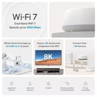 TP-Link Deco BE22(3-pack) WiFi7 Mesh (BE3600, 2, 4GHz/5GHz, 2xGbELAN/WAN)