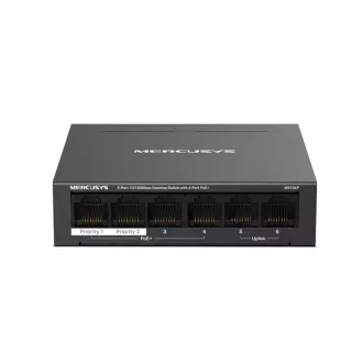 MERCUSYS switch MS106P (6x100Mb/s, 4xPoE+, 67W, fanless)