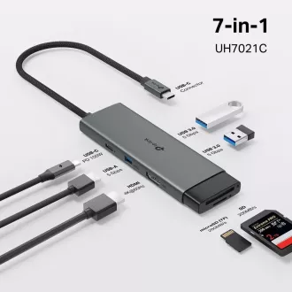 TP-Link UH7021C USB-C hub 7v1 (3x USB3.2Gen1, 1xUSB-C3.2Gen1, 1xHDMI, 1xSD, 1xmicroSD, PD 100W)