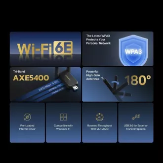 MERCUSYS MA86XH WiFi6 USB adaptér (AXE5400, 2, 4GHz/5GHz/6GHz, USB3.0)