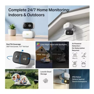 TP-Link Tapo C236 vonkajšia/outdoor kamera (5MP, 3K 1620p, IR 20m, WiFi, micro SD card) TP-Link Tapo C236 vonkajšia/outdoor kamera (5MP, 3K 1620p, IR 20m, WiFi, micro SD card)