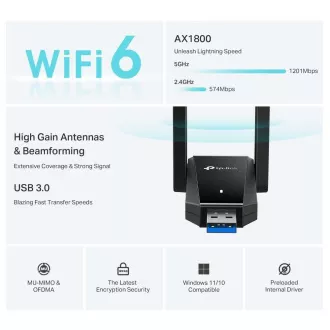 TP-Link Archer TX30 Plus WiFi6 USB adaptér (AX1800, 2, 4GHz/5GHz, USB3.0)