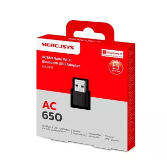 MERCUSYS MA20NB WiFi5 USB nano adaptér (AC650, 2, 4GHz/5GHz, Bluetooth5.0, USB2.0)