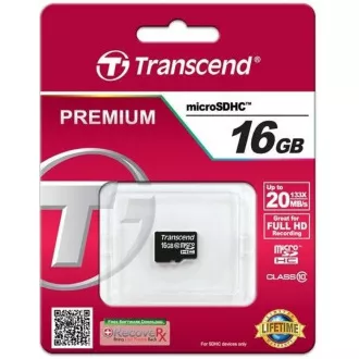 TRANSCEND MicroSDHC karta 16GB Class 10, bez adaptéra