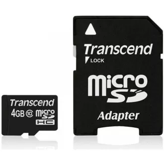 TRANSCEND MicroSDHC karta 4GB Class 10 + adaptér