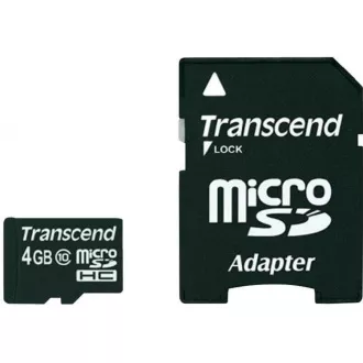 TRANSCEND MicroSDHC karta 4GB Class 10 + adaptér