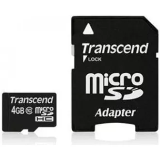 TRANSCEND MicroSDHC karta 4GB Class 10 + adaptér