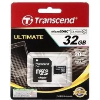 TRANSCEND MicroSDHC karta 32GB Class 10 + adaptér TRANSCEND MicroSDHC karta 32GB Class 10 + adaptér