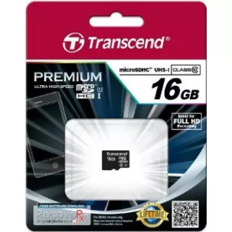 TRANSCEND MicroSDHC karta 16GB Premium, Class 10 UHS-I 300x, bez adaptéra