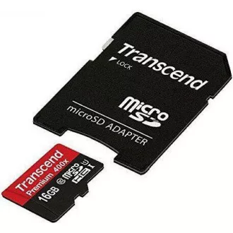 TRANSCEND MicroSDHC karta 16GB Premium, Class 10 UHS-I 300x + adaptér