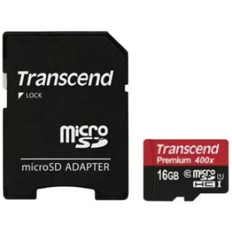 TRANSCEND MicroSDHC karta 16GB Premium, Class 10 UHS-I 300x + adaptér