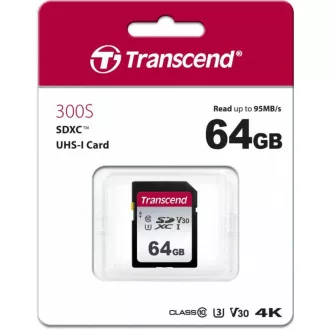 TRANSCEND SDXC 64GB 300S karta, UHS-I U3 V30 (R:95/W:45 MB/s) TRANSCEND SDXC 64GB 300S karta, UHS-I U3 V30 (R:95/W:45 MB/s)