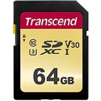 TRANSCEND SDXC karta 64GB 500S, UHS-I U3 V30 (R:95/W:60 MB/s)