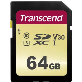 TRANSCEND SDXC karta 64GB 500S, UHS-I U3 V30 (R:95/W:60 MB/s)