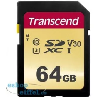 TRANSCEND SDXC karta 64GB 500S, UHS-I U3 V30 (R:95/W:60 MB/s)