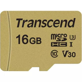TRANSCEND MicroSDHC karta 16GB 500S, UHS-I U3 V30 + adaptér