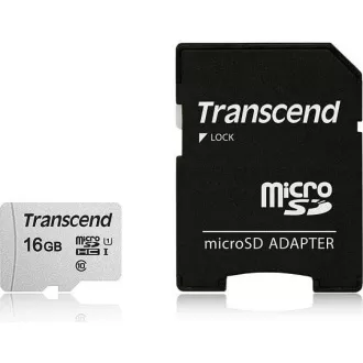 TRANSCEND MicroSDHC karta 16GB 300S, UHS-I U1 + adaptér