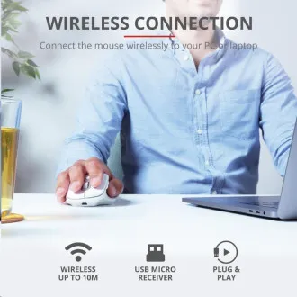 TRUST bezdrôtová Myš Ozaa Rechargeable Wireless Mouse - white TRUST bezdrôtová Myš Ozaa Rechargeable Wireless Mouse - white