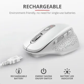 TRUST bezdrôtová Myš Ozaa Rechargeable Wireless Mouse - white TRUST bezdrôtová Myš Ozaa Rechargeable Wireless Mouse - white