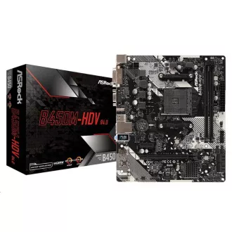 ASRock MB Sc AM4 B450-HDV R4.0, AMD B450, 2xDDR4, VGA, mATX ASRock MB Sc AM4 B450-HDV R4.0, AMD B450, 2xDDR4, VGA, mATX