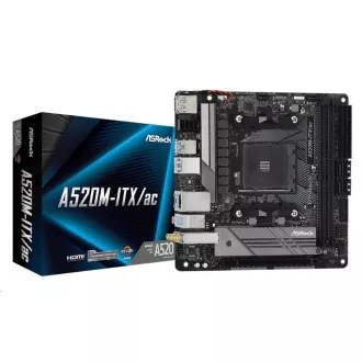 ASRock MB Sc AM4 A520-ITX/AC, AMD A520, 2xDDR4, HDMI, DP - Rozbalené