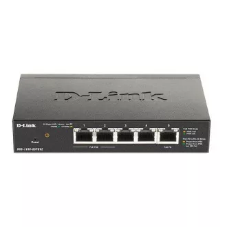 D-Link DGS-1100-05PDV2 5-Port Gigabit PoE Smart Switch, bez zdroja - napájaný cez PoE, 2 PoE porty