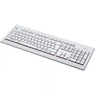 FUJITSU Klávesnica KB521 USB CZ/SK/US + 12 multimedia keys - postriekaniu odolná - marble grey - biela