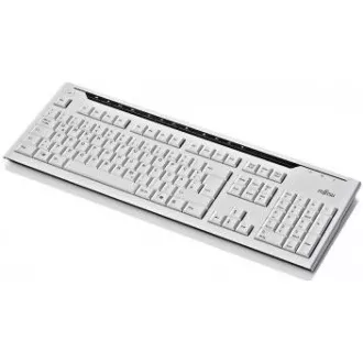 FUJITSU Klávesnica KB521 USB CZ/SK/US + 12 multimedia keys - postriekaniu odolná - marble grey - biela